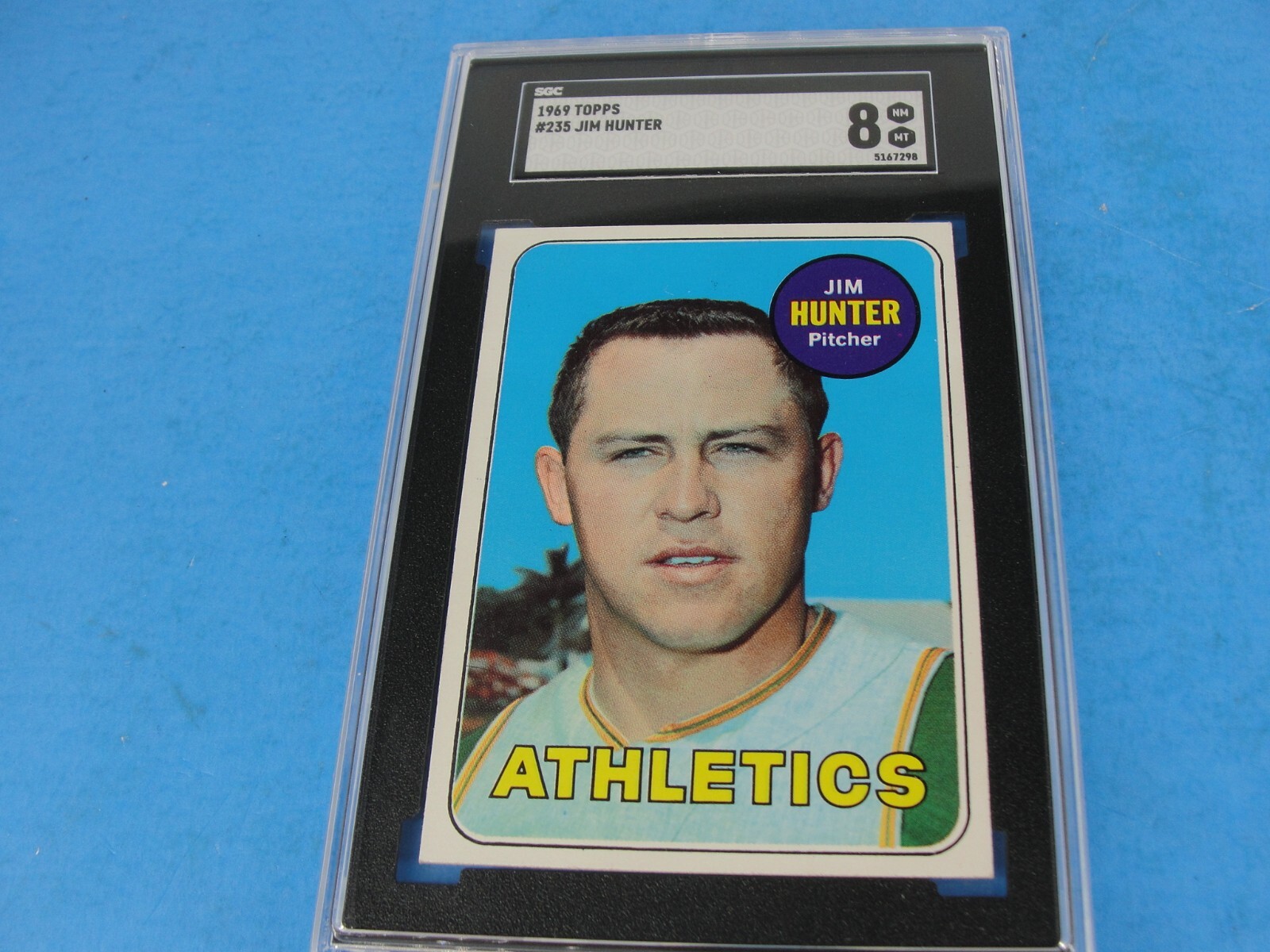 1969 Topps Baseball Cards #235 Catfish Hunter HOF Oakland Athletics SGC 8 NM-MT