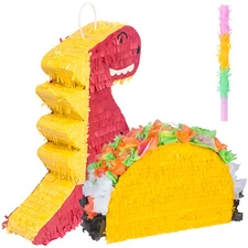 Mexican Pinata Taco Pinata & Dinosaur Pinata with Hanging Loop Pinatas For Kids