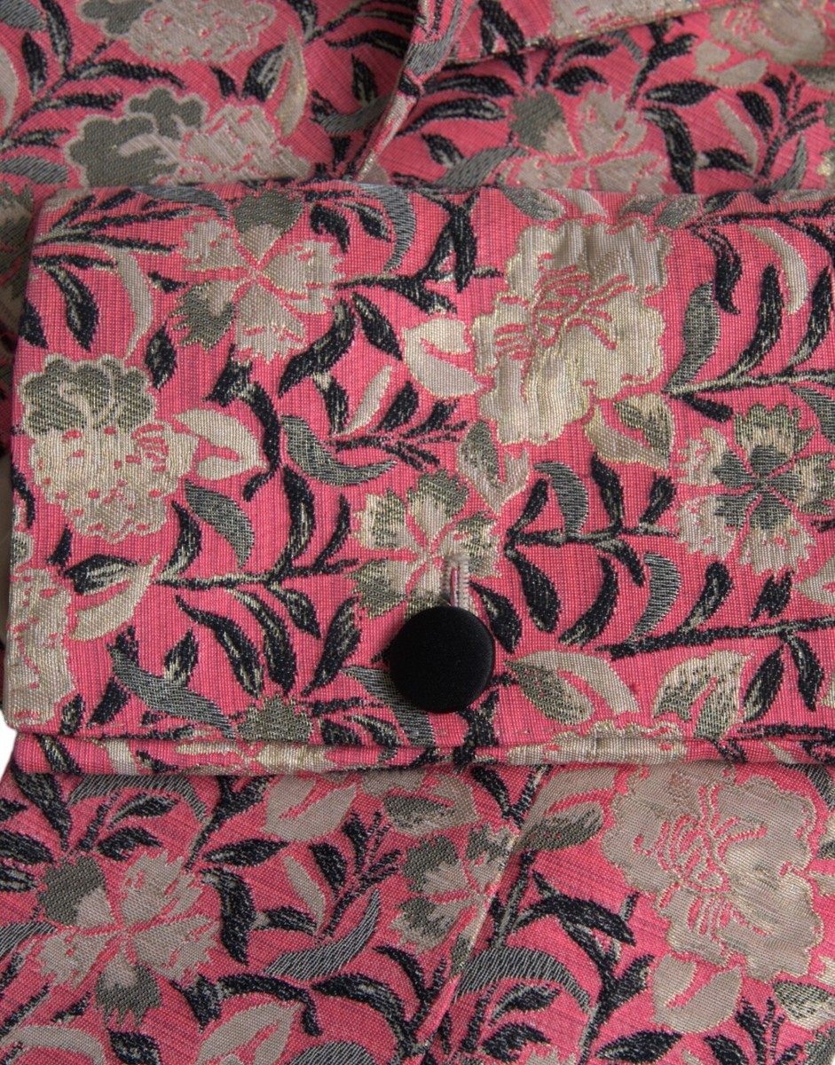 DOLCE & GABBANA Suit Pink Floral Jacquard Slim Fit 2 Piece