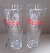 2 x Coors Light new tall pint glasses x 2 homebar mancave display lager party