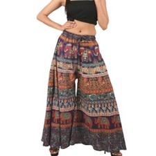 Women's Casual Block Printed Loose Elastic Waist Palazzo Pant Wholesale Mix Lot