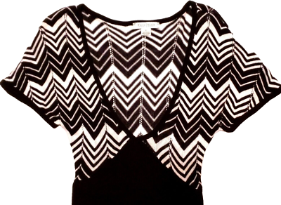 WHITE HOUSE | BLACK MARKET RN 111459-Black & White Knit Top