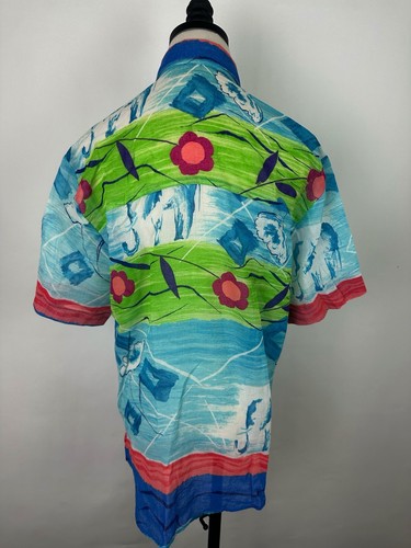 Vintage 90s Tropical Floral Shirt S / M Sheer Beach Coverup Ocean Colorful Retro - Picture 8 of 13