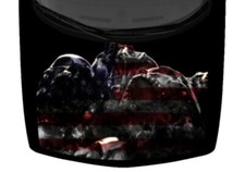 Realistic Skulls Pile Vinyl Car Graphic Decal Hood Wrap Deep American Flag 58x65