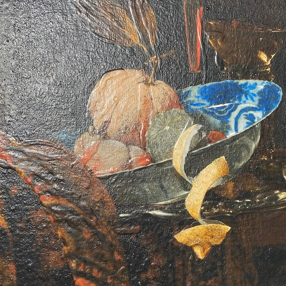 荷兰复制品静物框架帆布印花带手工装饰纹理 — 第 3/4 张图片