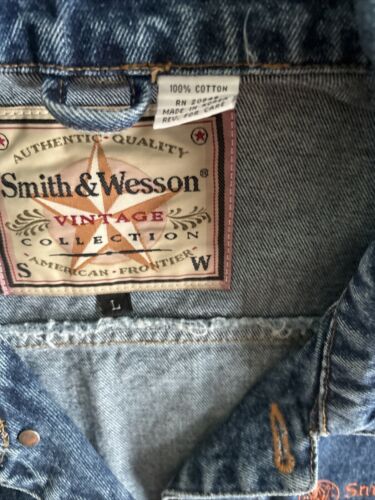 Gilet denim Smith & Wesson bottoni GRANDE jeans biker ricamo western - Foto 3 di 9