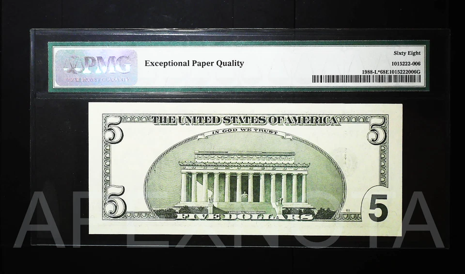 [STAR NOTE] FRN $5 2001 FR1988 PMG 68 SUPERB GEM UNC EPQ REPLACEMENT RARE GRADE - Image 2 of 2