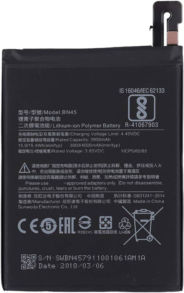 Batterie BN45 Xiaomi Redmi Note 5 Pro accumulateur interne de remplacement