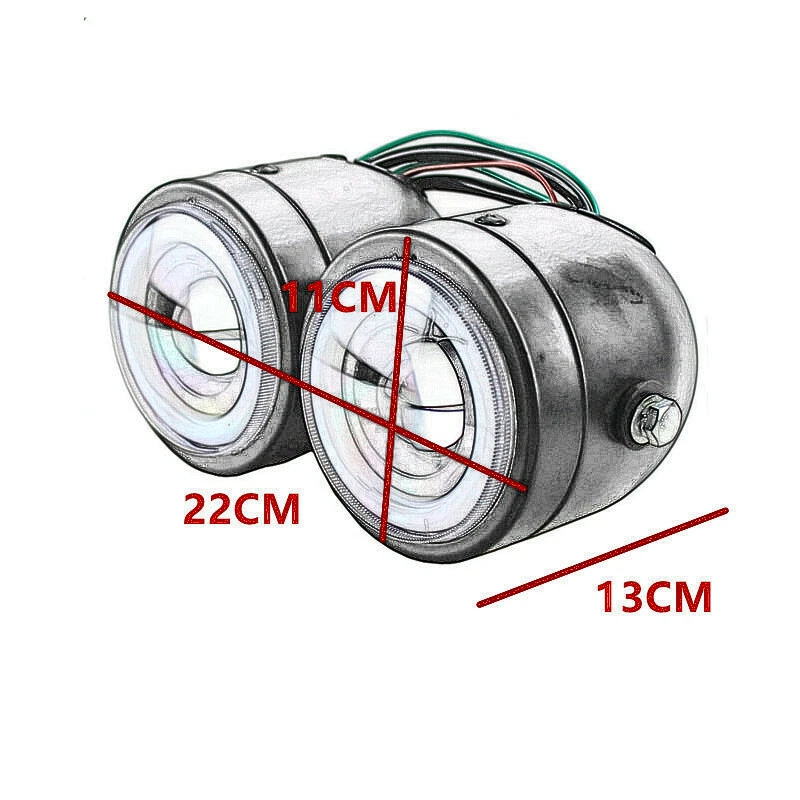 Motocicleta Ojos de Ángel LED Doble Cabeza Lámpara Frontal Doble Faro Cafe Racer Foto 2 de 4