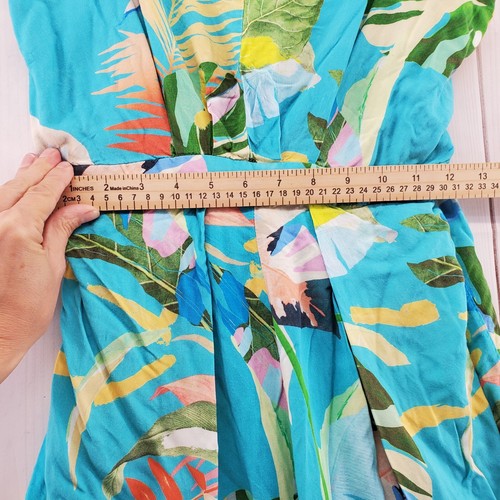 Boston Proper Jumpsuit 12 Women Multicolor Tropical Split Wide Leg Ankle - Picture 5 of 12