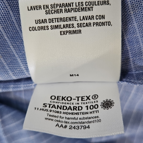 Tommy Hilfiger Dress Shirt Men's 17 34/35 XL Blue WP Slim Fit Stretch Twill NWT - Picture 16 of 17
