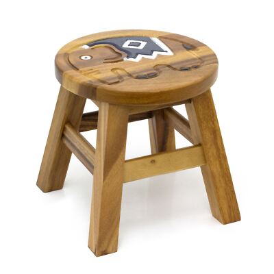 Children's Wooden Elephant Stool Small Round Animal Footstool