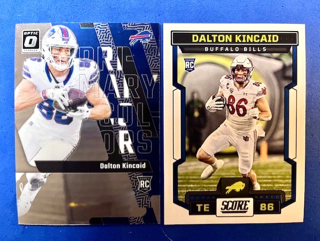 Dalton Kincaid 2023 Donruss Optic Primary Colors RC & 2023 Score RC - Bills