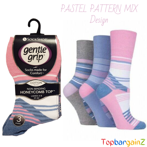 Ladies Gentle Grip Honeycomb Top Soft Cotton Non Elastic Diabetic Socks UK 4-8 - Picture 55 of 131