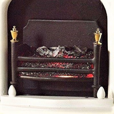 Dolls House Light Up Victorian Fire Grate With Glowing Coals 12v
