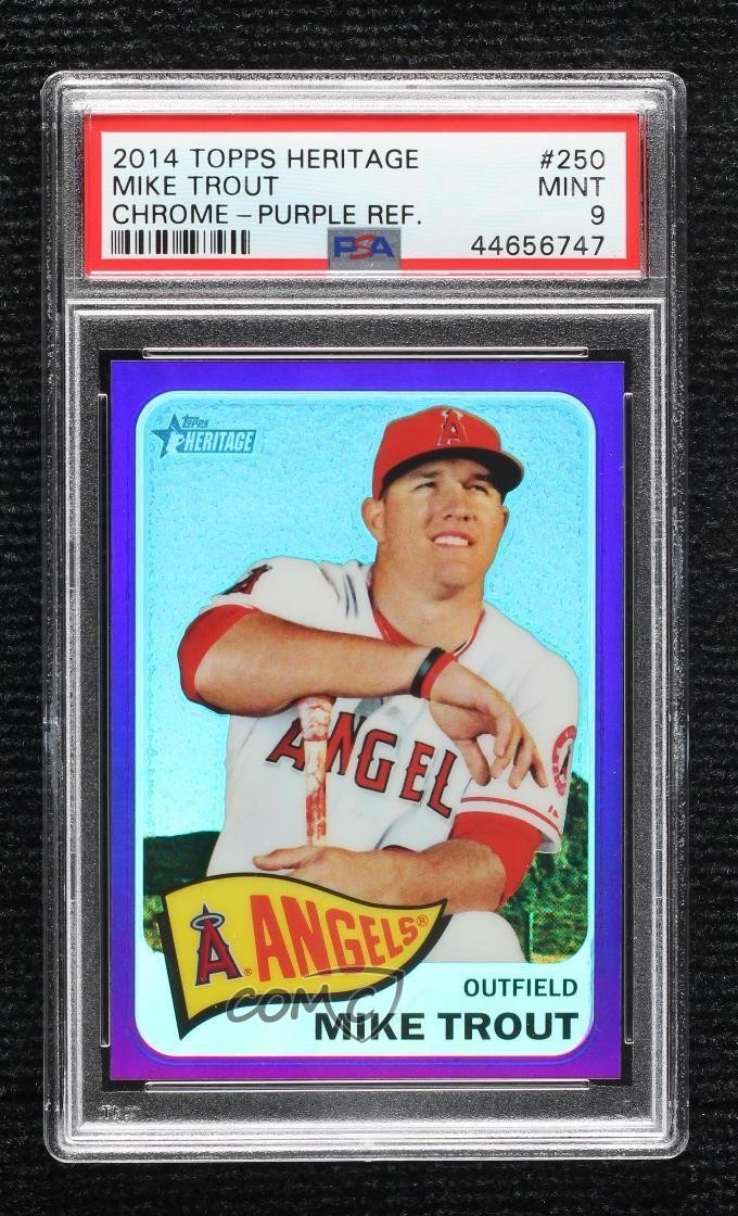 2014 Topps Heritage Chrome Purple Refractor Mike Trout #THC-250 PSA 9 MINT gp1