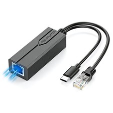 Gigabit PoE Splitter USB C 5V 2.4A, 48V PoE to USB Type C Adapter, 1000Mbps