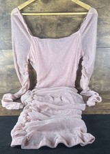 Pink SHEIN Semi See Through Curve Long Sleeve Slip On Dress Fast Safe Shipping