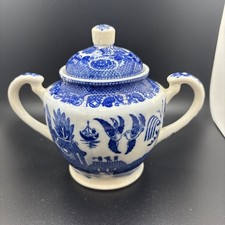Vintage Blue Willow Large Sugar Bowl