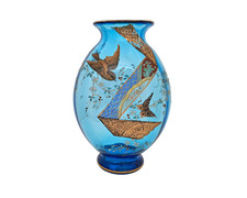 Rare vase en cristal bleu