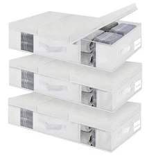 Underbed Storage Containers 3 Pack, Large Under Bed Storage Bins with Lids, F...