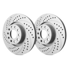 For Honda Civic 06-13 Double Drilled Slotted 1-piece Front Brake Rotors