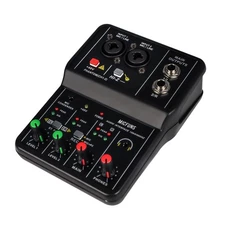 Mini 2 channel audio DJ mixer console interface with 48V phantom power Combo ...