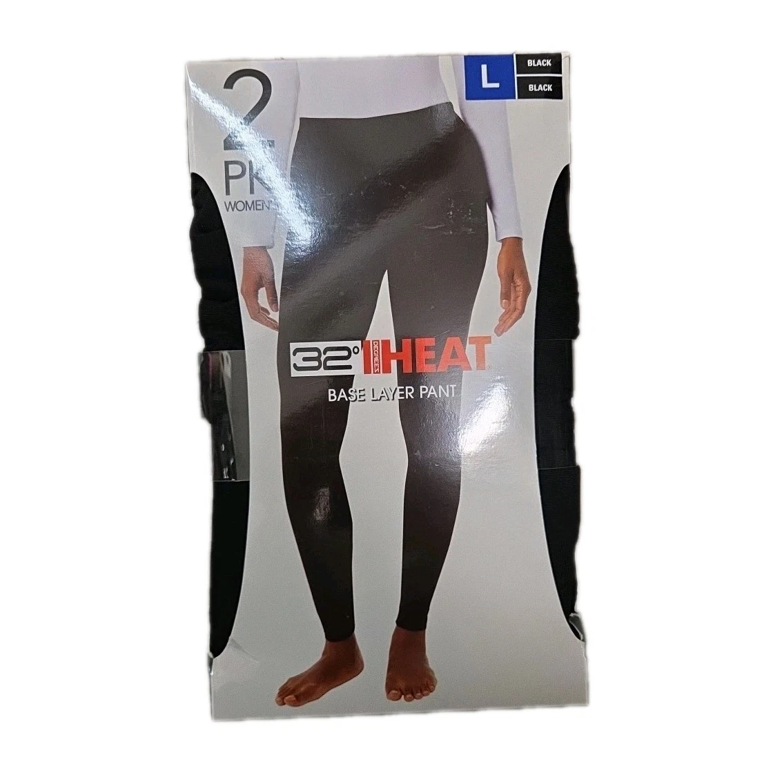 32 Degrees Heat Women’s Base Layer Black Pant 2 Pack Size Large