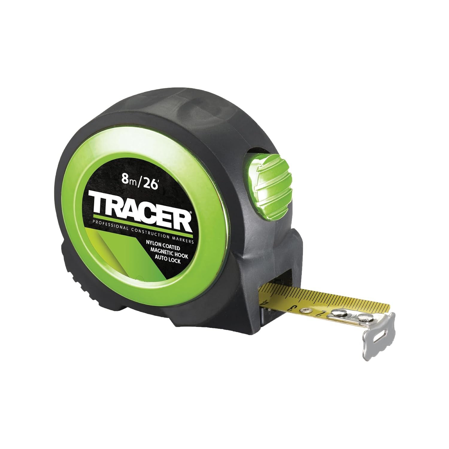 TRACER 8m Auto-Lock Tape Measure (Nylon coated Tape Measure with magnetic hook