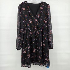CUPSHE Dress Large Black Floral Dark Coquette Whimsygoth Fairy NWT