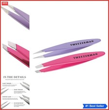 Tweezer Set Slant Point Stainless Steel 25 Degree Travel Size Eyebrow Grooming