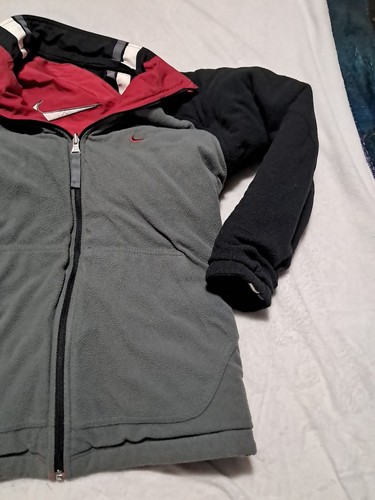 VINTAGE Nike Jacket Youth Boys Extra Large Red Black Swoosh Fleece Lined Outdoor - Picture 8 of 10