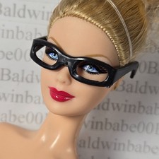 GLASSES ONLY  ZB1 PLASTIC BLACK FRAME 11.5" 1/6 DOLL NO LENS READING ACCESSORY