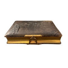 Antique Victorian Brown Embossed Leather Photo Album with Latch Closure