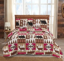 Rustic Quilt Set Full/Queen Size 90"x90" Lodge Cabin Bed Spread Lightweight...