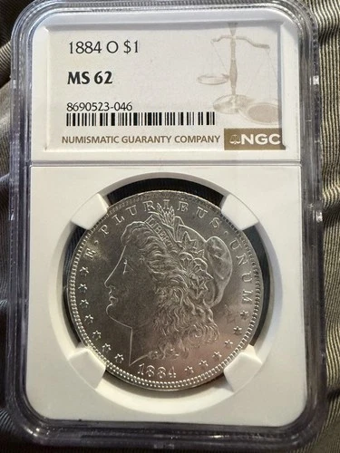 1884 O Morgan Silver Dollar Graded "MS 62" by "NGC"