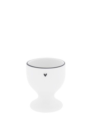 Eierbecher Heart weiß mit schwarzem Herz H. 6cm D. 5cm Bastion Collections