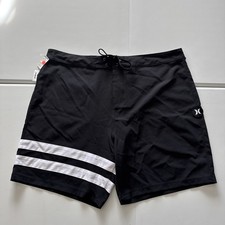 NWT Men's 38 Hurley Block Party Black White Board Shorts Trunks Swimsuit