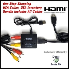 HDMI Converter for VCR, Game Console with Cables, Bundle - Connect to Modern TV