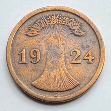 1924 E German 2 Reichspfennig Coin - Germany Fennig - Two - Free Shipping