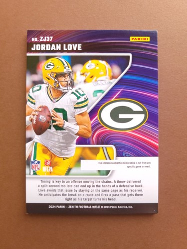 2024 Panini Zenith Z Jersey Jordan Love #ZJ37 Prime /49 Two Color Patch - Picture 4 of 4