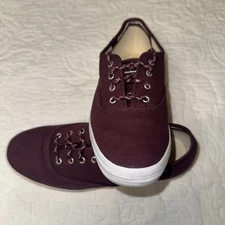 Women's 7 Wide Burgundy Keds Champion Canvas Shoes Dream Foam Insoles