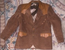 Vintage PIONEER WEAR Men's Size 44L Corduroy  Leather Western Blazer Sport Coat