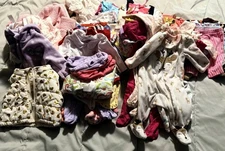 Lot Of 64 Items Baby Girl Clothes Variety Of Brands Size Newborn-3 Months
