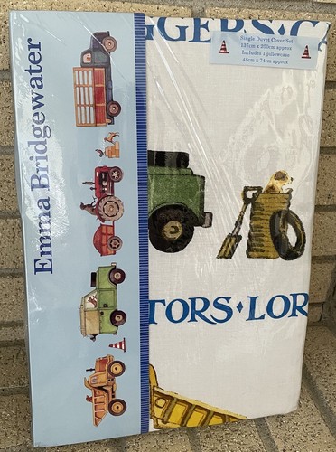 Emma Bridgewater Single Duvet Cover Set Men At Work Diggers Tractors Pillow - Bild 3 von 4