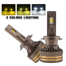 Car Led Headlight H4 H7 H11 H1 H3 6500k Tri-color Switchback Yellow White Bulbs