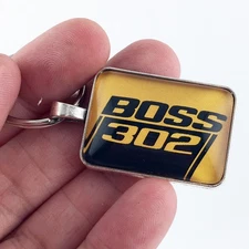 Vintage Ford Mustang BOSS 302 Gold Fender Decal 1" x 1.25 in Diameter Keychain