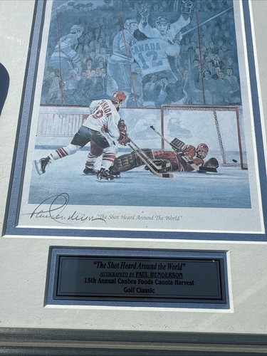"THE SHOT HEARD AROUND THE WORLD" framed print- autographed by Paul Henderson - Picture 2 of 6