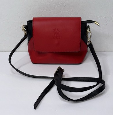Vera Pelle Bag Women Leather Crossbody Red Black Chic Old Money Leather Vintage