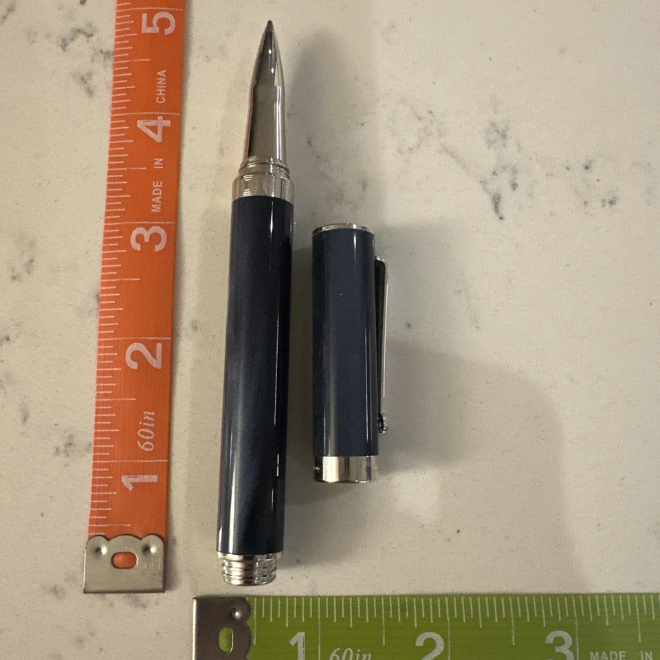 MONTEGRAPPA 1912 ESPRESSIONE BLUE CELLULOID SILVER 925 ROLLERBALL PEN VTG RARE - Image 3 of 4